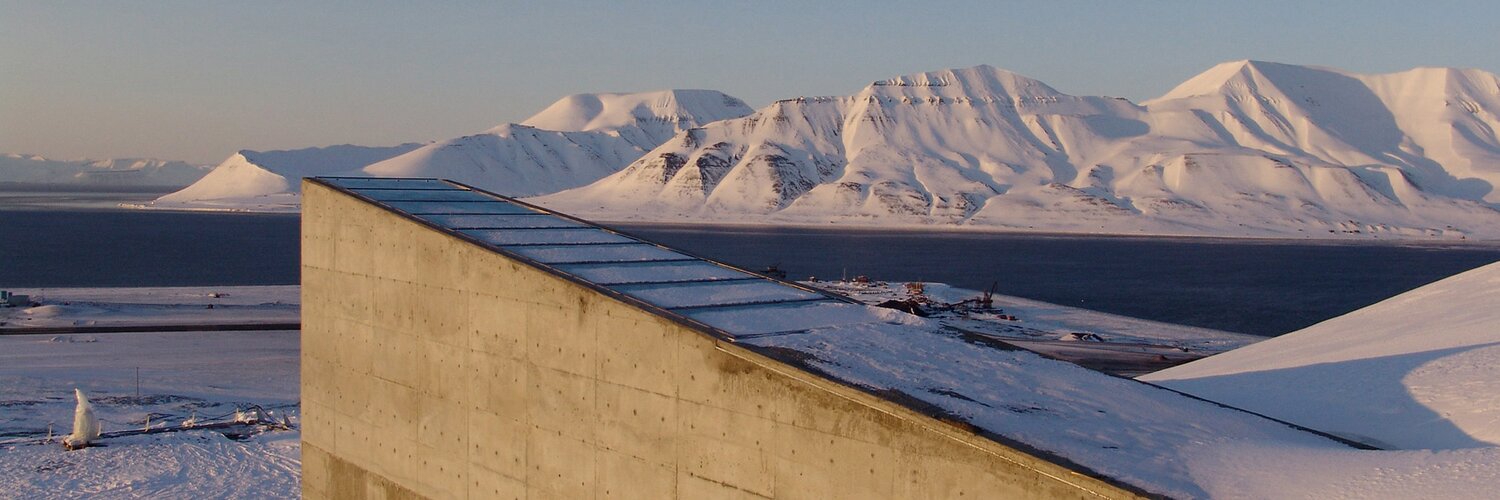 Exterior view of Svalbard Global Seed Vault in sunlight